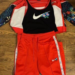 Nike Red and Black Floral Tracksuit